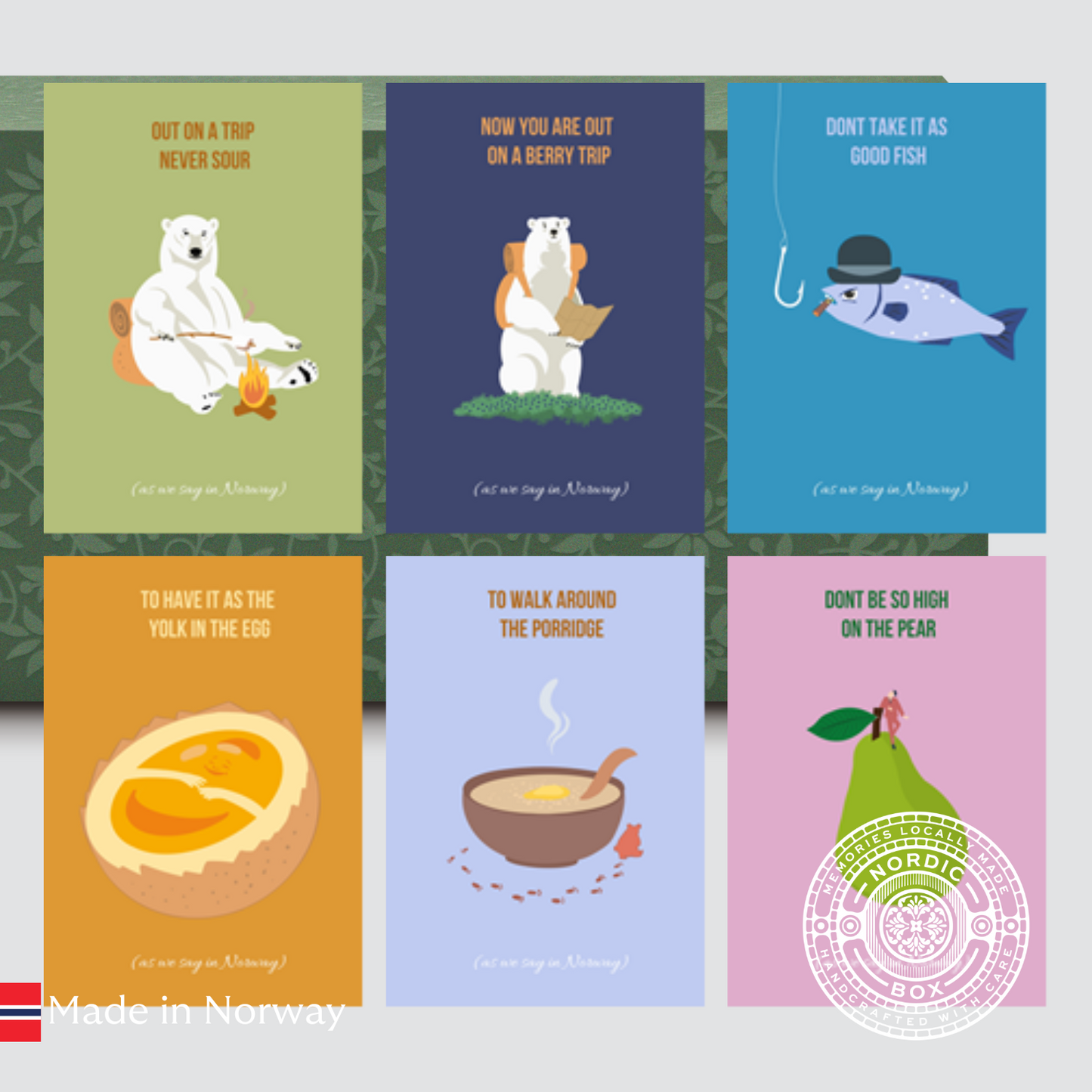 Humourous Norwegian Sayings Postcard Bundle of 6