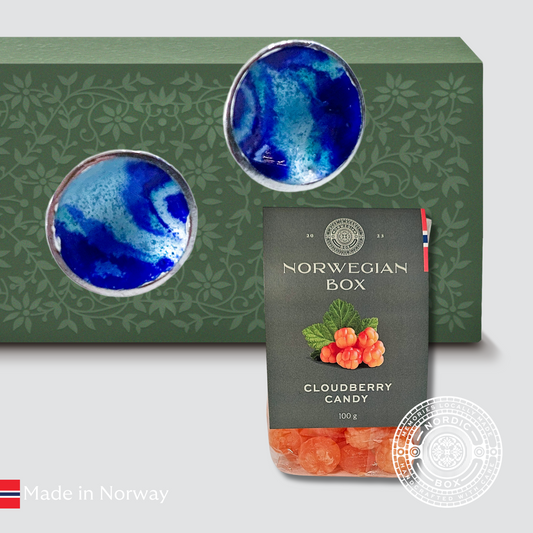 Silver and Enamel Northern Lights Earrings and Clouberry Candies