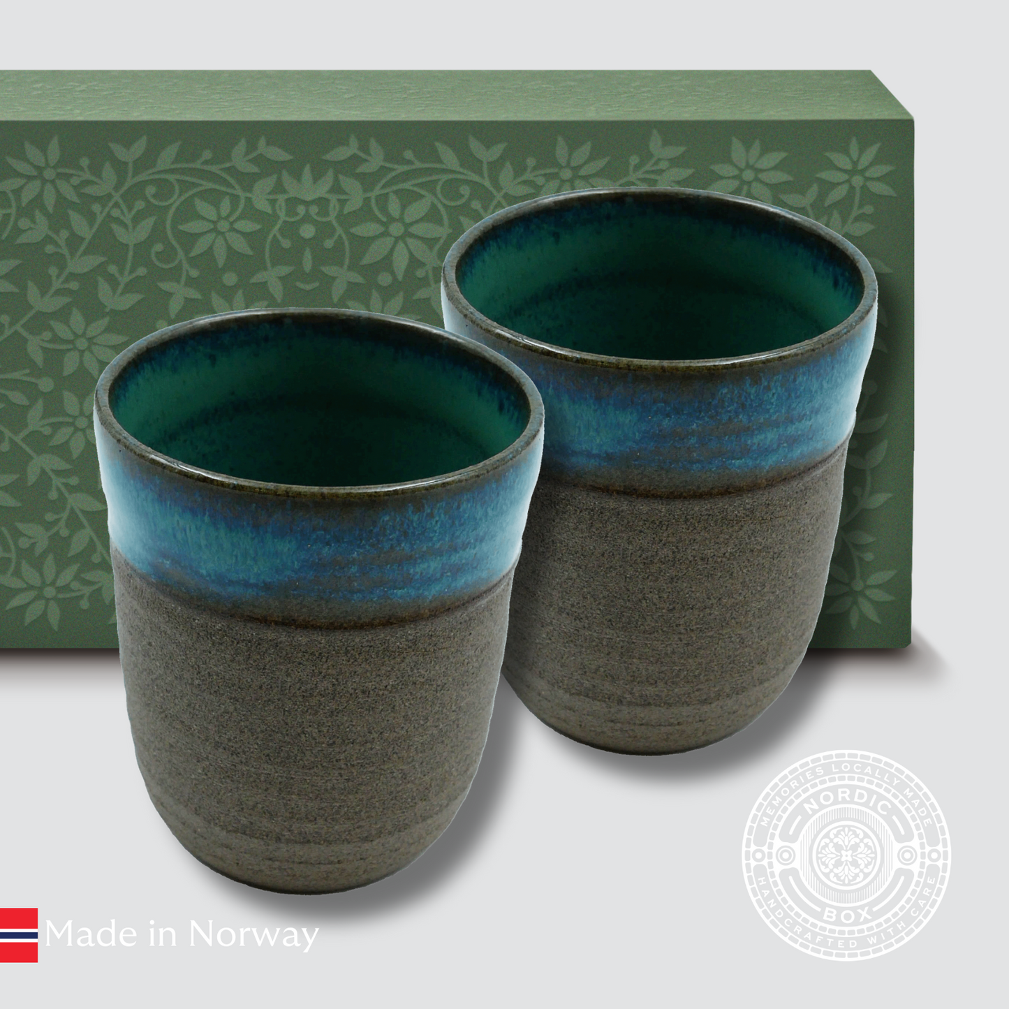 Northern Lights Design Hand-thrown Stoneware Coffee Cups